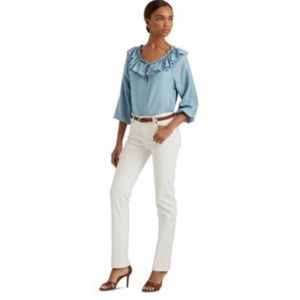 Ralph Lauren Blue Ruffle Blouse